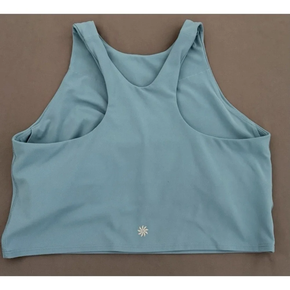 Athleta Racerback Crop Tank Top Womens Size Large Blue Athletic Workout‎ Lined